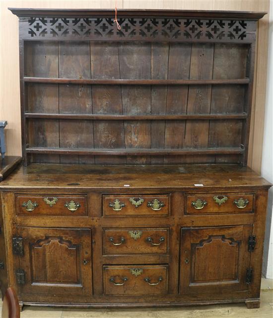 An 18th century oak dresser, W.169cm